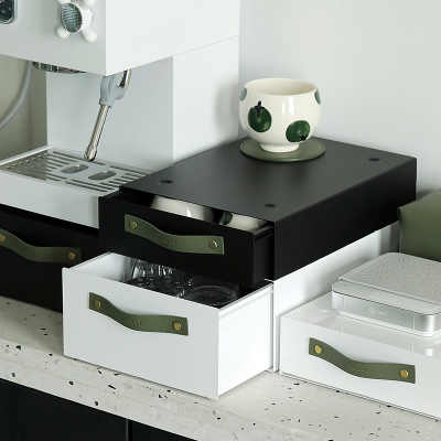 创意设计可重叠单层抽屉 桌面铁艺收纳盒J 咖啡机增高架金属储物