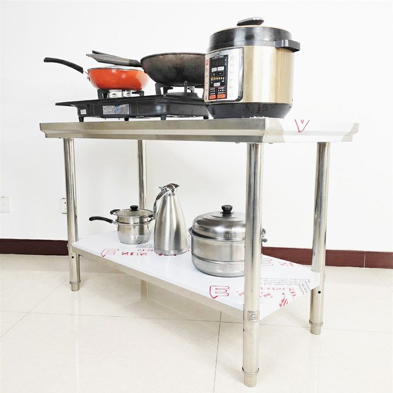 酒店饭店厨房双层不锈钢工t作台外卖打包切菜桌子加厚置物架子台,厨房/烹饪用具,厨房置物架/置物柜/角架,淘宝优惠券,粉丝福利购,淘宝优惠卷