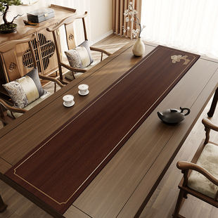 速发新中式桌旗禅意茶席茶台长条皮革餐茶茶桌桌几防布条防水桌巾