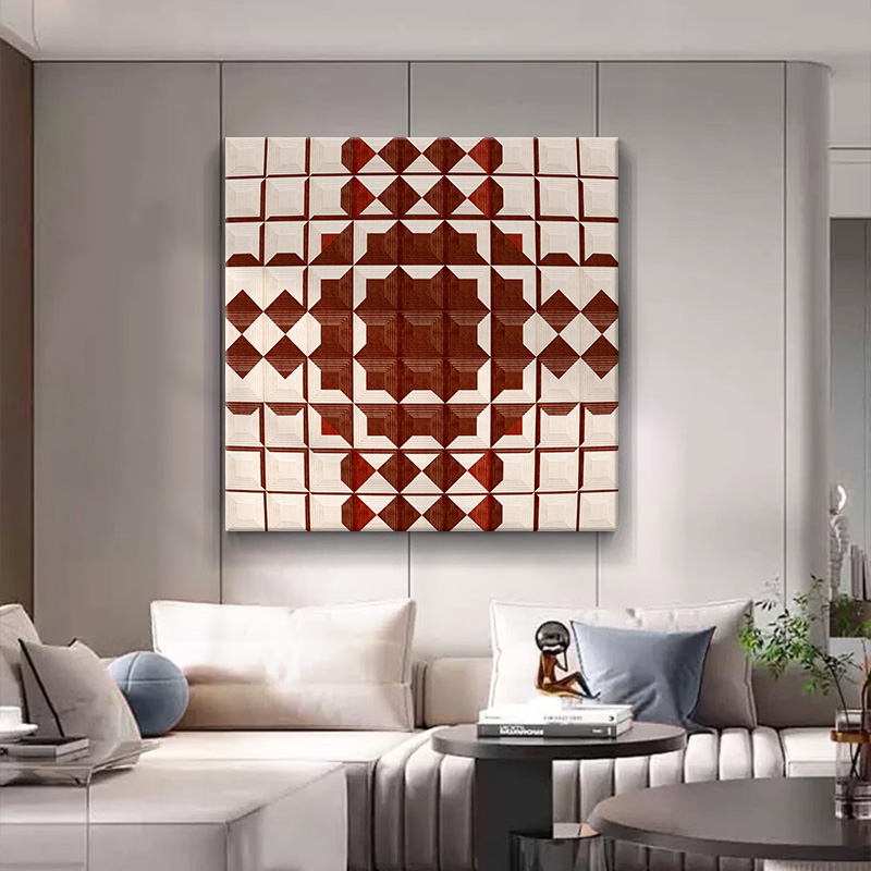 速发几何立体感客厅装饰画方形抽象沙发背景墙画玄关落地挂画简约图片