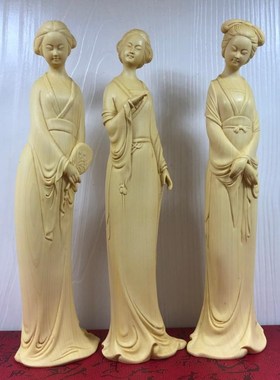 速发黄杨木雕刻古风美江物仕工南摆件家居客厅桌面装饰人艺品