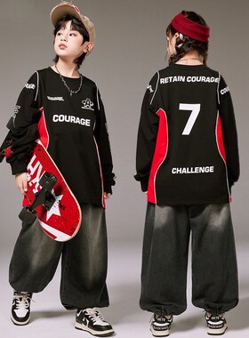 速发元旦街舞少儿潮服演o服hiph出p孩哈爵士舞服装男孩嘻装套装