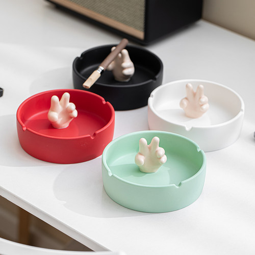 速发优格客灰缸家用烟厅防飞灰烟缸创意个性潮流陶瓷烟灰缸趣味小