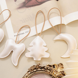 速发诞圣树装饰挂件韩系粉色白色皮质挂饰材料包配件圣诞节装饰品