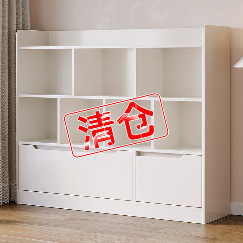 速发书物落简地易客厅靠墙收纳置架架卧室带门书柜家用隔断储物格图片