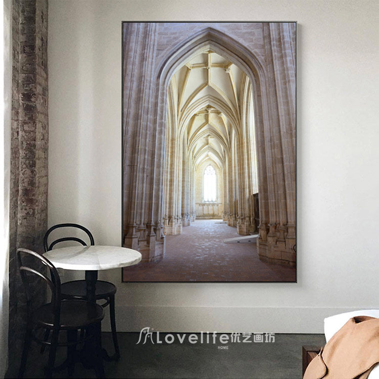 速发教堂 筑关走廊装饰画工业风画画艺术抽象建玄挂大气壁画油画
