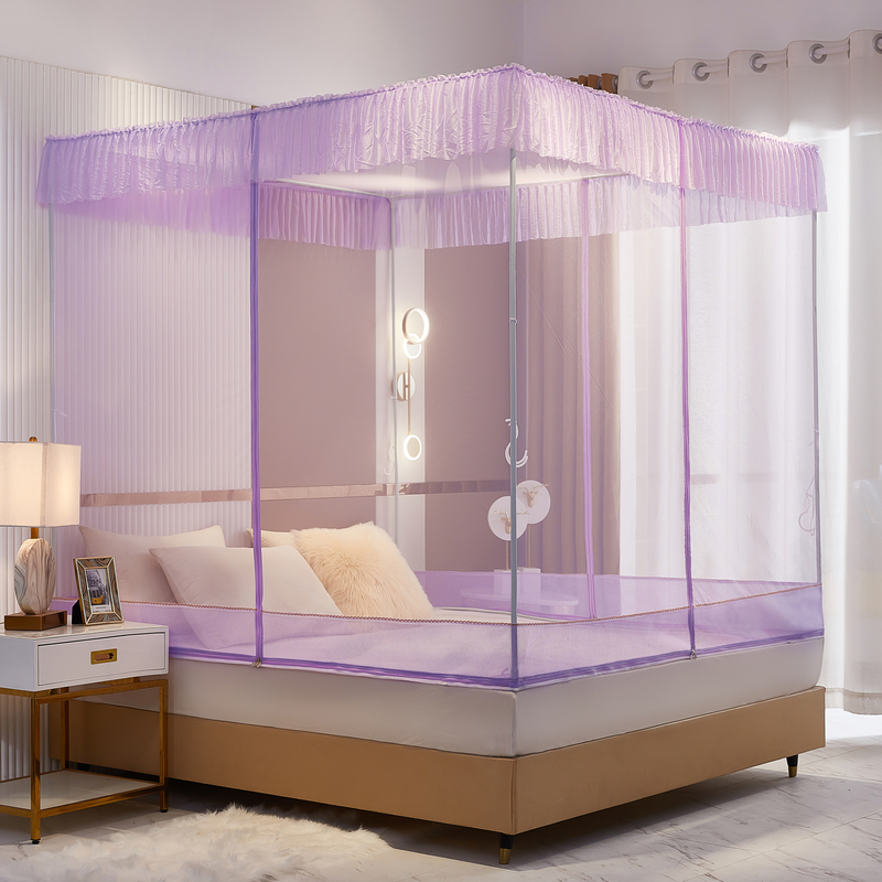 速发链款蚊帐家用T型三开门拉新坐床蒙古包回童防摔内撑儿底方便