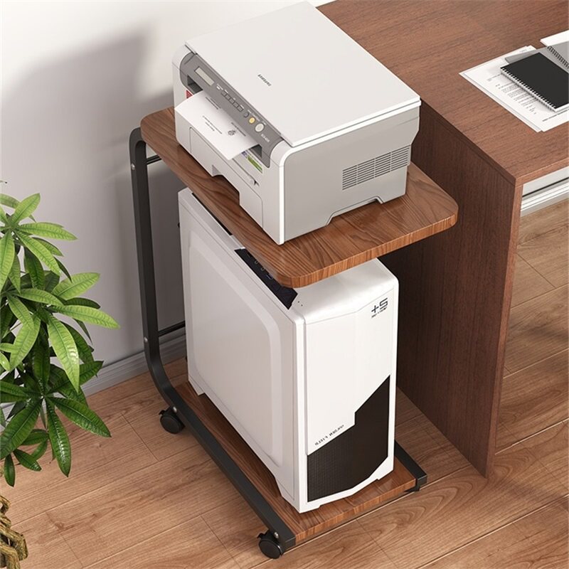 速发台式电脑主机托座带滑轮可移动小车推一体主机箱底架置物架