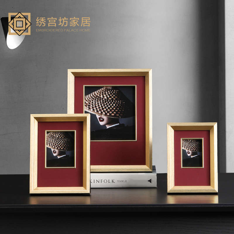 速发轻属欧式6寸7寸10寸金色艺术相框婚纱照摆台个金创意性奢桌面