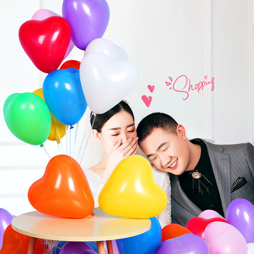 速发乳胶气球结婚婚房心形气球生日派对求置爱心气球布婚飘空气球