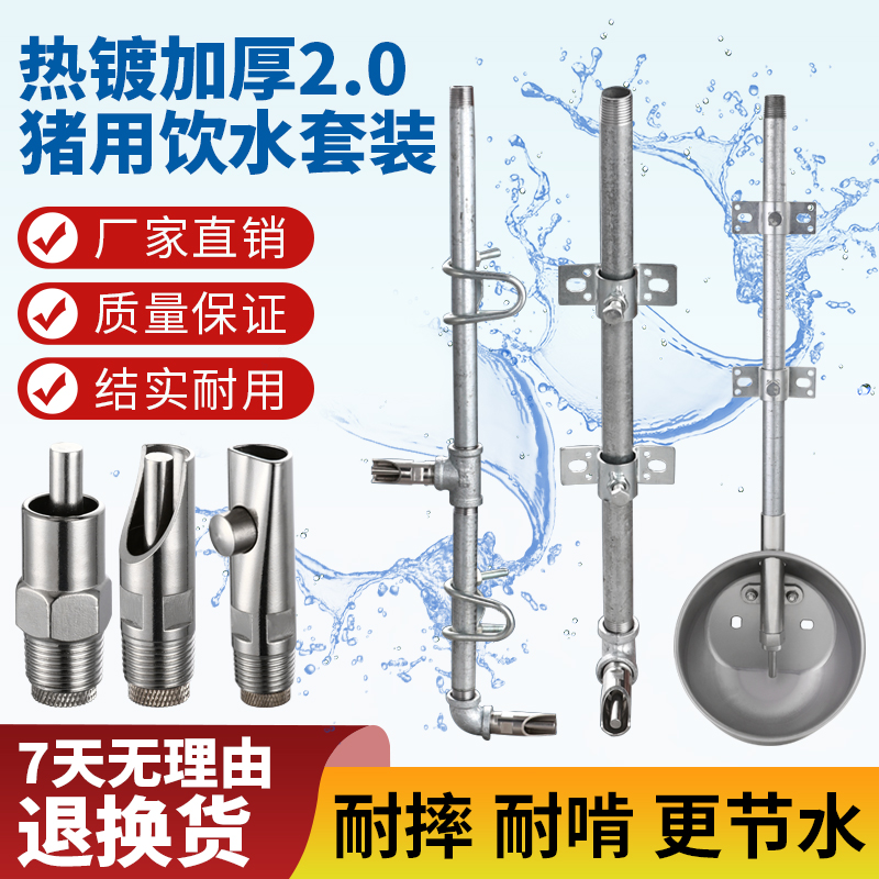 速发热镀加厚猪用自动饮套器套装设备限位栏不锈钢喝件饮水碗配水