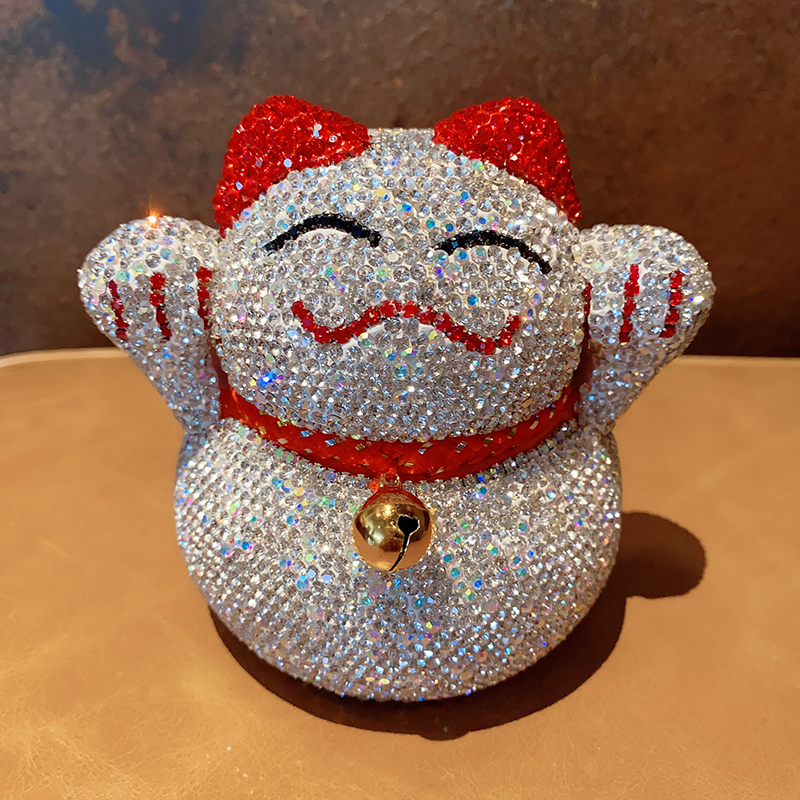 速发镶钻招财猫存钱罐店铺开业摆件水钻储蓄小家居客厅罐储钱罐发