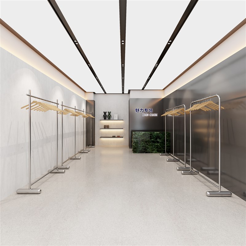 速发2025装店展示架锈地岛陈列货架不落钢简约中式架服装店挂衣架