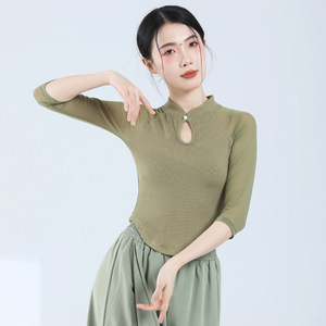 速发舞典民服纱袖气质上衣中国风舞古族舞服装练功服