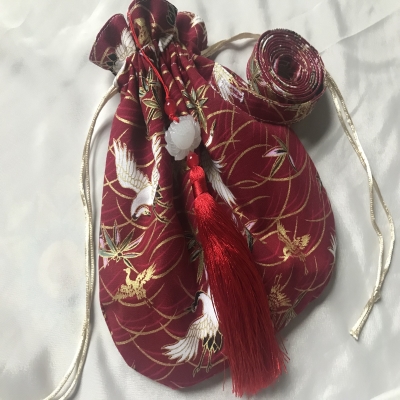 速发汉拿配饰荷包 斜鹤鎏金仙挎包香囊流苏手提服包可拆卸肩带