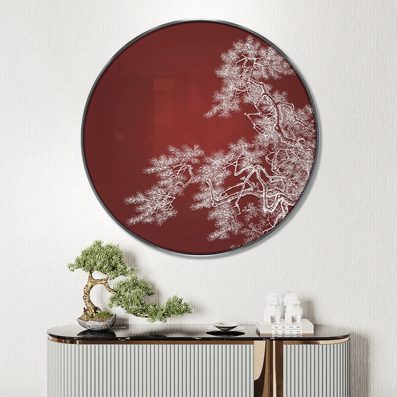 速发装饰画新中式g玄关圆形浮雕立体肌理抽象实物客厅挂画酒店餐图片