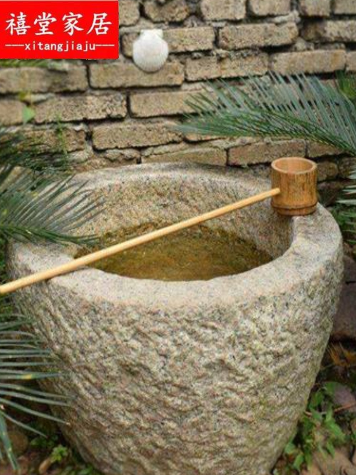 禧堂竹排水勺石槽鱼缸竹子流水摆件日式庭院景观竹流水器配件装饰