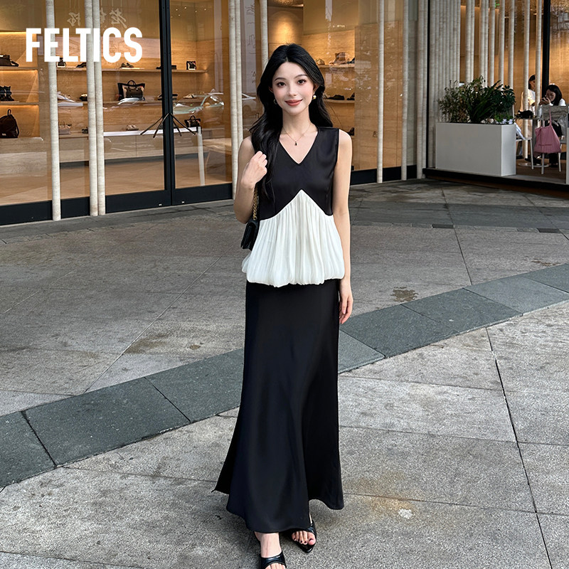 FELTICS法式气质设计感小众无袖上衣半身裙两件套