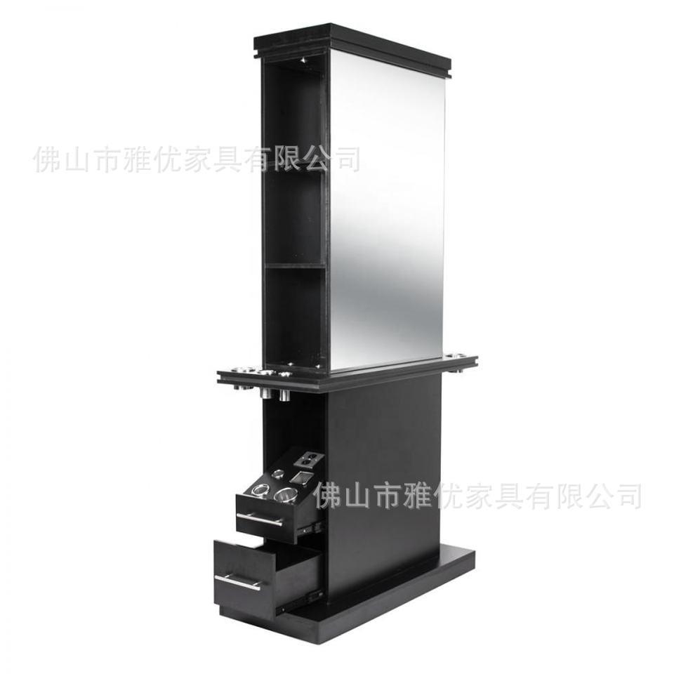 理发店镜台发廊专用美发店镜子带LED灯落地剪发镜子美发镜台一体