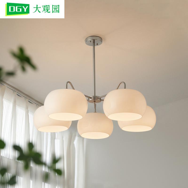 客厅吊灯现代简约中古柿子吊灯法式奶油风餐厅灯北欧卧室灯具117