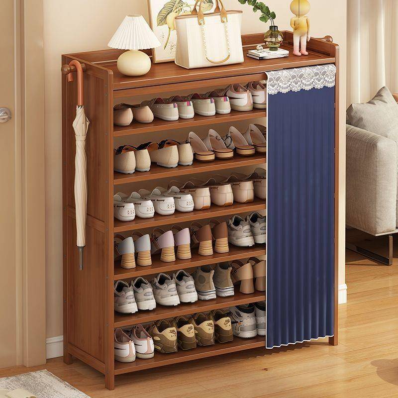 鞋架子门口多层防尘家用布帘防尘置物架收纳分层架入户门简易鞋柜