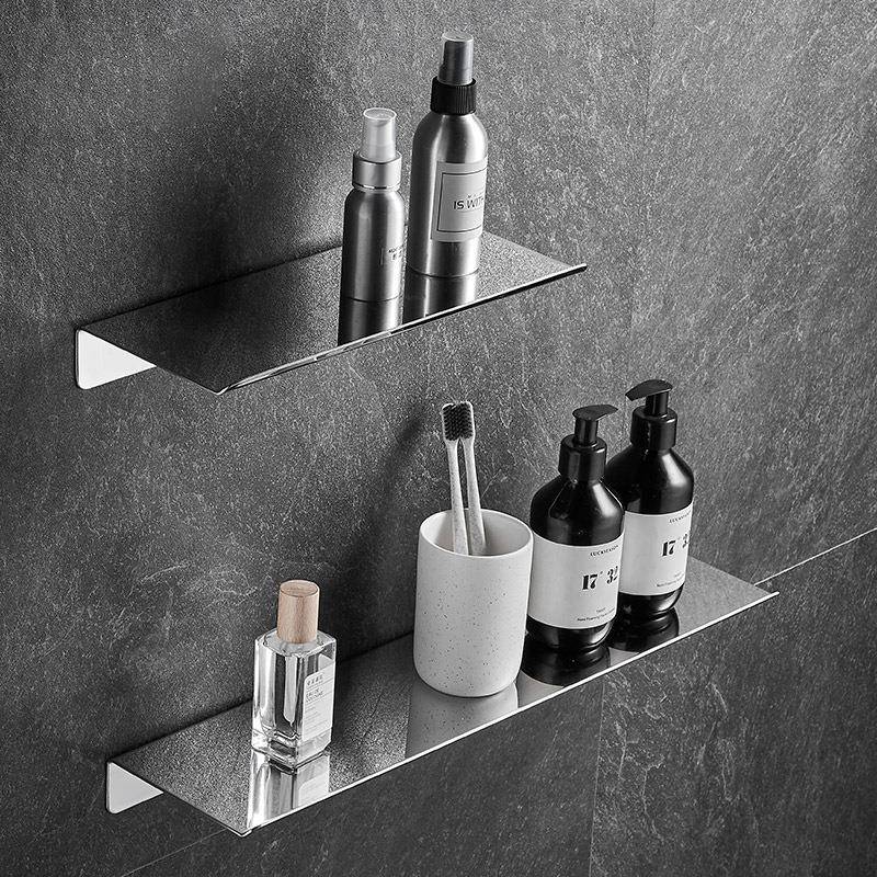 304不锈钢置物架卫生间收纳架一字搁板免打孔浴室角架酒店置物板