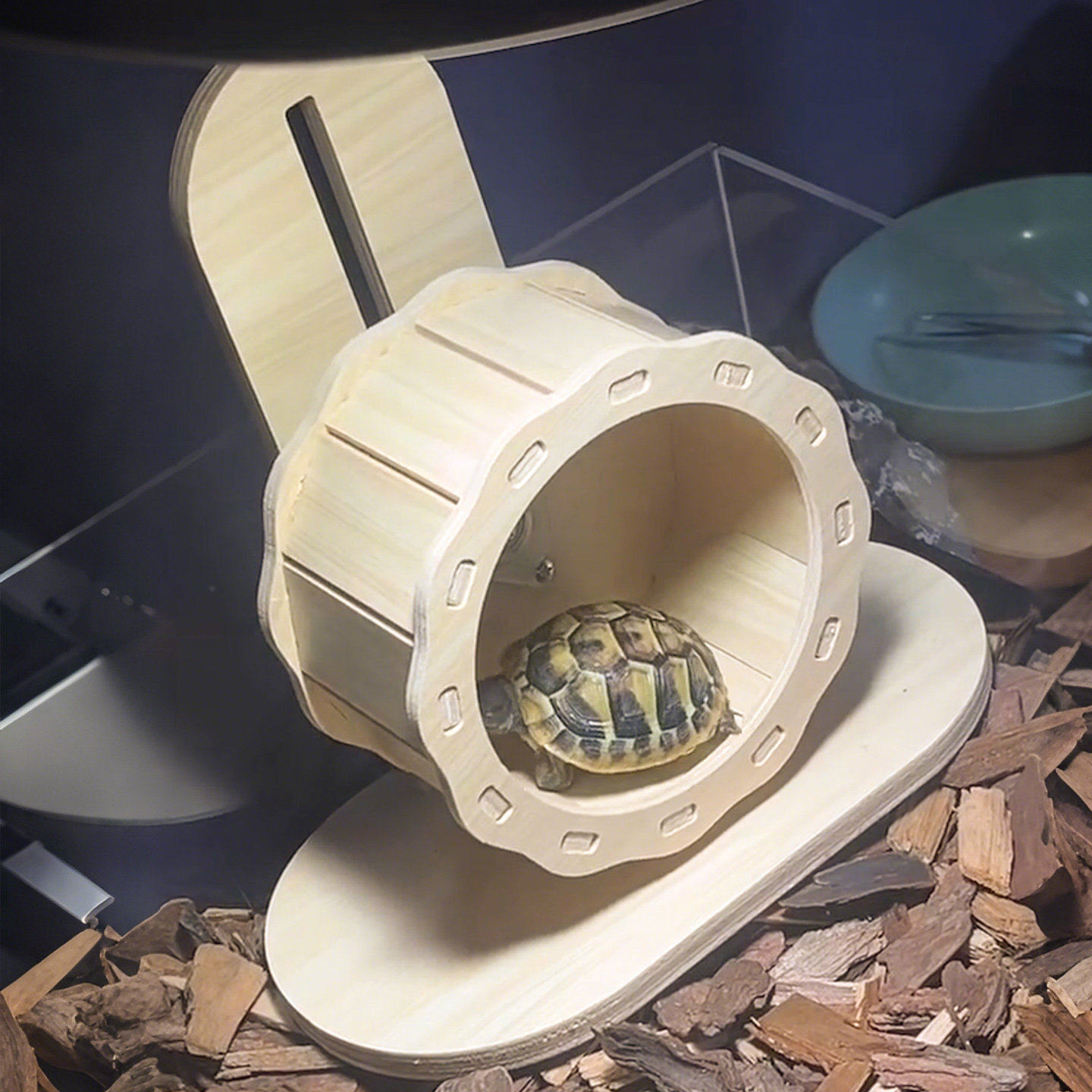 乌龟跑轮玩具小型巴西龟草龟爬台爬宠窝实木造景摆件益智互动神器