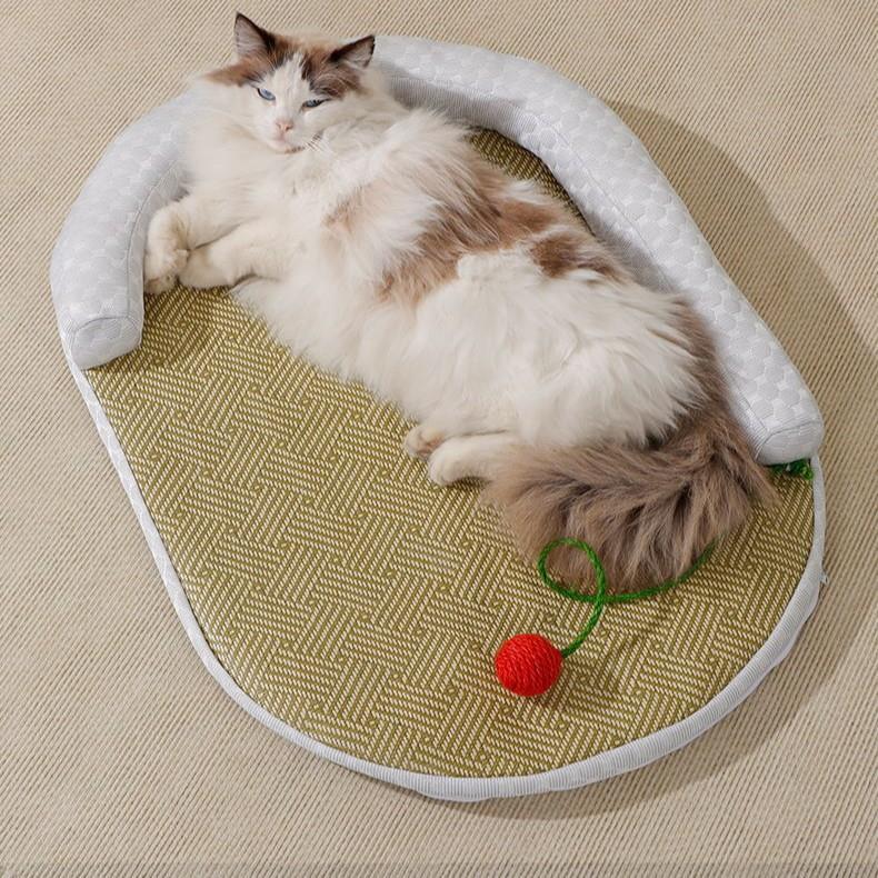 跨境夏季新款可拆卸冰丝凉席垫猫窝狗垫子透气凉爽猫垫宠物凉席窝