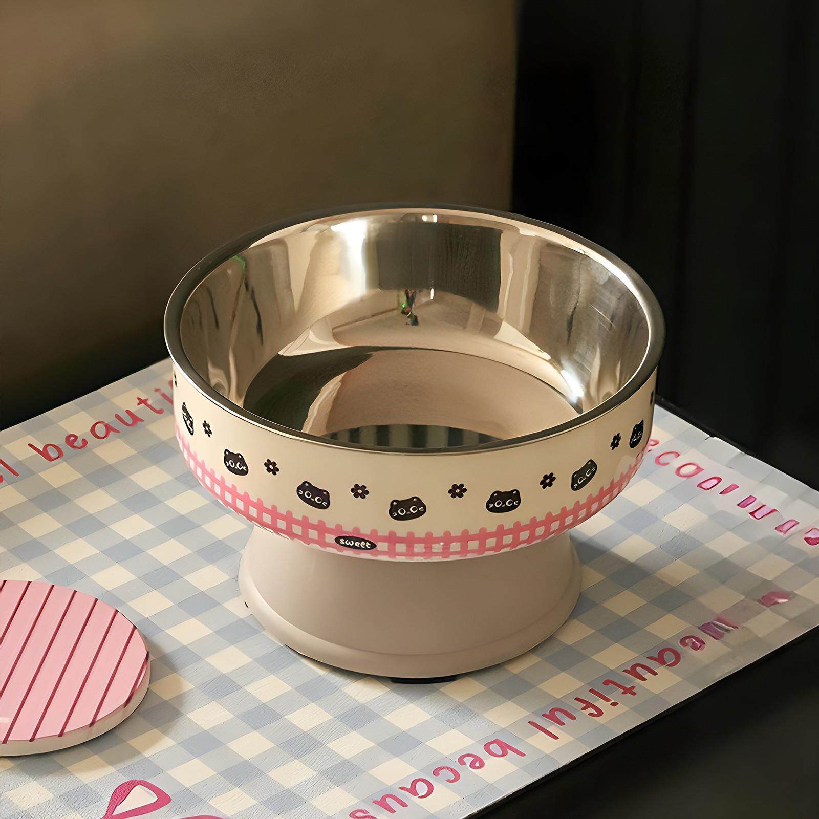 猫碗狗碗狗盆猫食盆猫咪狗狗喝水碗饭碗粮碗不锈钢护颈防打翻宠物