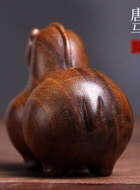 极速天然绿檀香木手工实木木雕刻唐马生肖马到成功文玩手把件小马