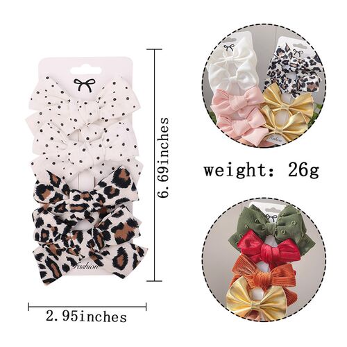 极速4Pcs/set Leopard Print Hairp Bowknot Hair Clips For Cute