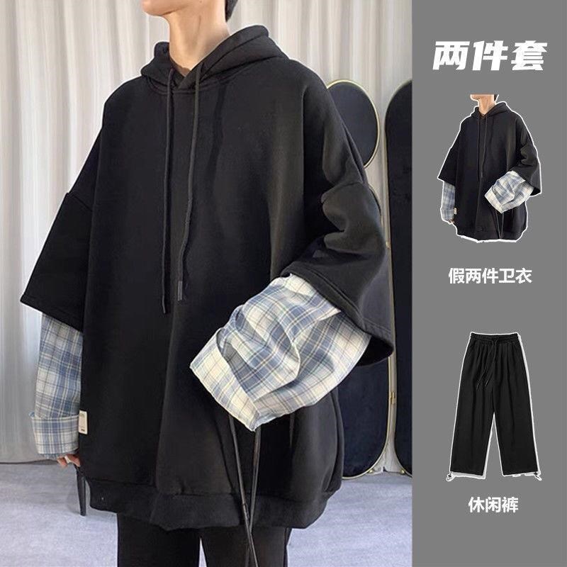 秋季卫衣男套装韩版潮流学生港风衣服搭配一套男士潮牌休闲两件套