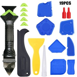 美缝工具 19件套填缝玻璃胶塑料刮板美缝铲胶器用于门地板浴室Z