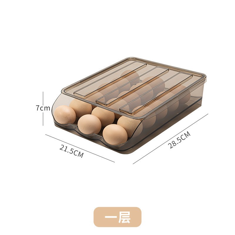 鸡蛋收纳盒冰箱保鲜滚动鸡蛋架托便携抽屉式厨房装鸡W蛋盒子可叠