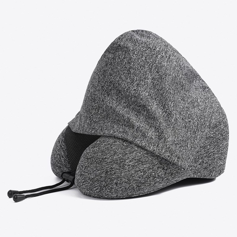 便携u型枕d旅行坐飞机脖子护颈枕长途坐车脖子靠枕连帽记忆棉u型