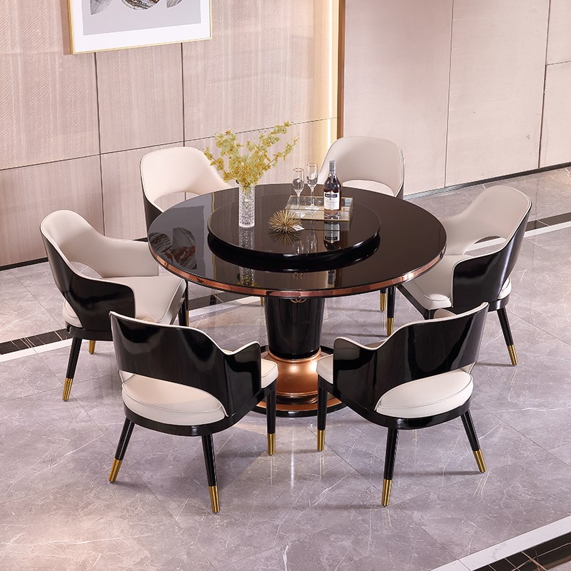 轻奢实木高级感餐椅钢琴烤漆餐y椅高端餐厅带扶手靠背椅高端真皮