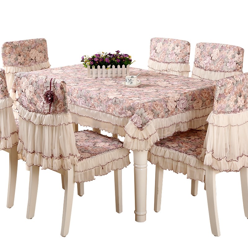 餐桌布椅a套椅垫套装长方形茶几椅子套罩布艺蕾丝台布现代简约家