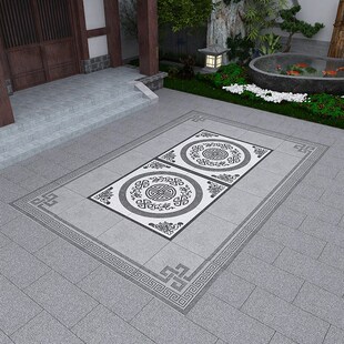 中式别墅院子仿古地砖户外庭院地铺石拼花瓷砖石英砖室外露台地砖