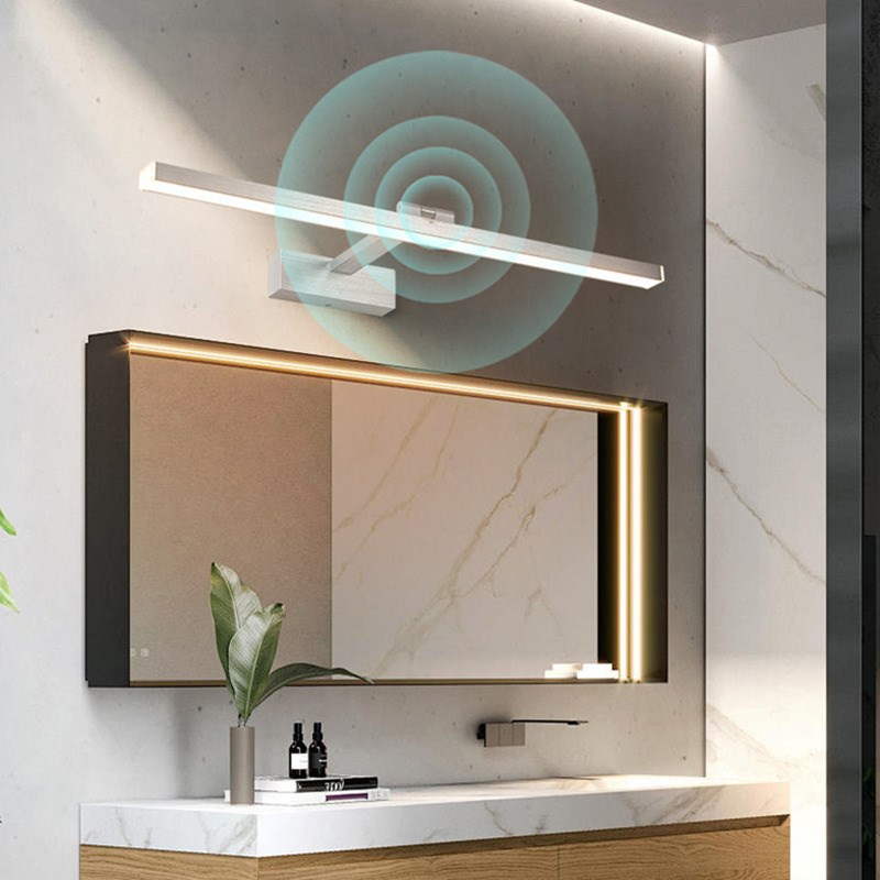 语音控制感应镜前灯卫生间镜柜用浴室免打孔化妆led开关伸缩铝材