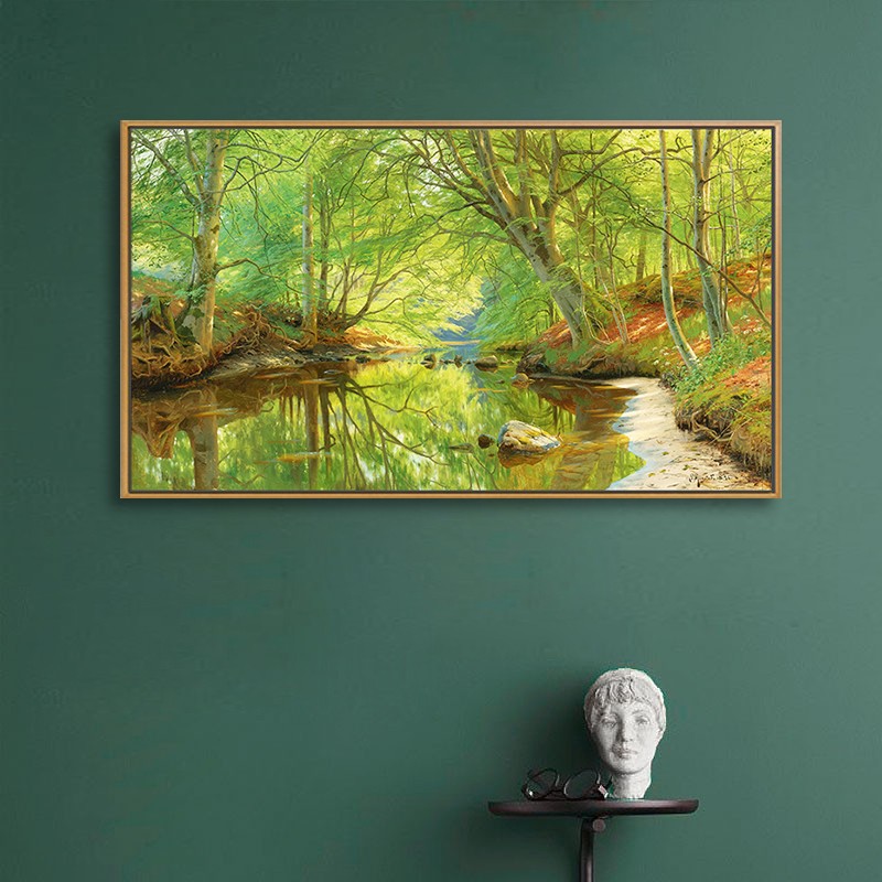 客厅装饰画欧式复古自然风景书房卧室玄关壁画沙发背W景画餐厅挂图片