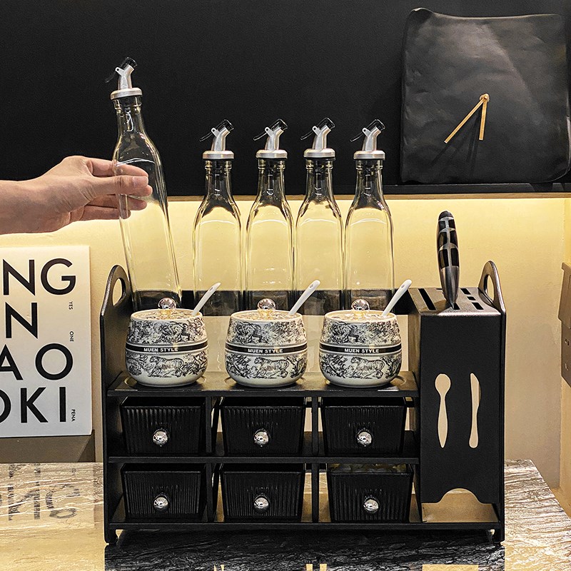 陶瓷猪油罐家用厨房耐高温油罐A带过滤网轻奢大容量辣椒油储存坛