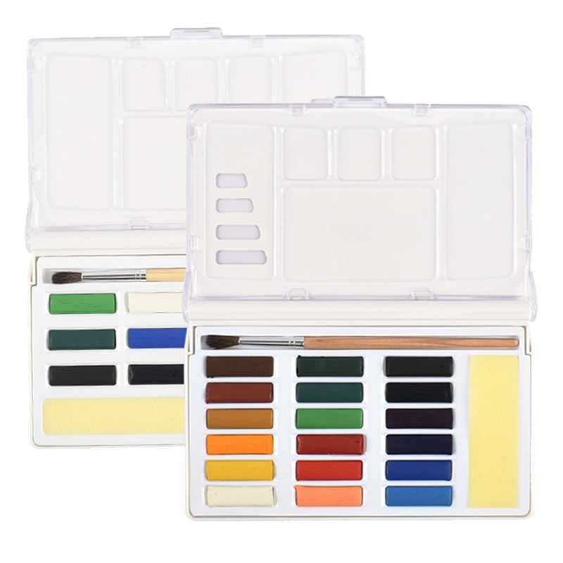 雄狮固体水彩颜料小盒块状初v学者学院级练习12色写生便携插漫画