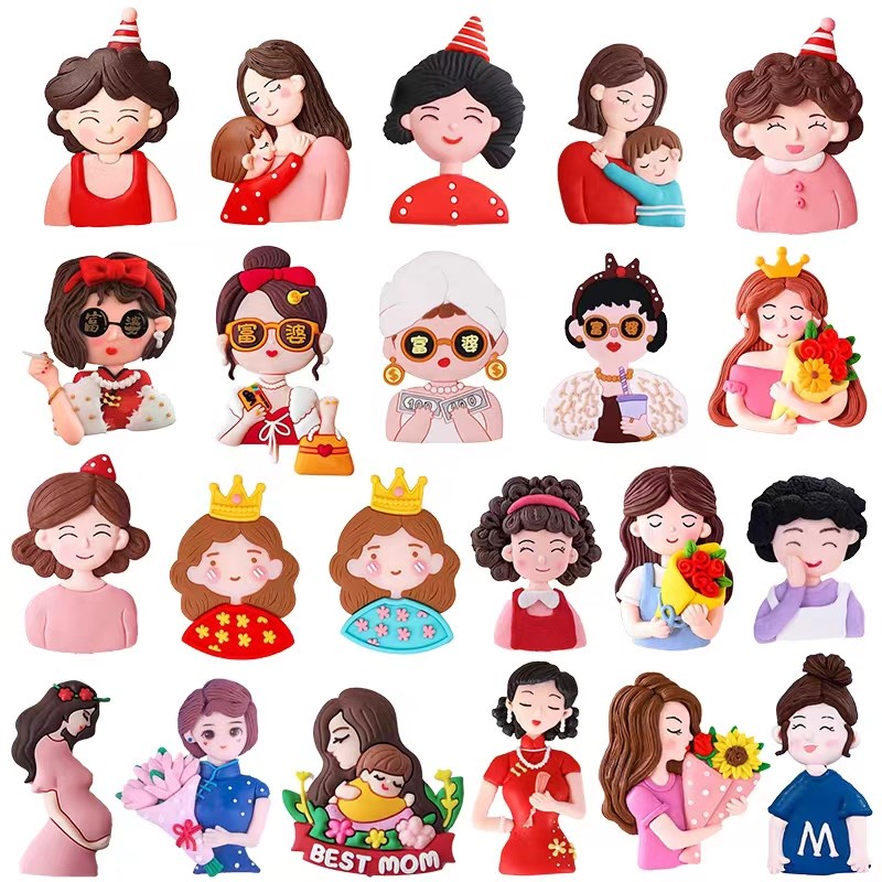 母亲节蛋糕装饰软陶鲜花派对帽围裙妈妈生日节日快乐蛋糕插牌插件