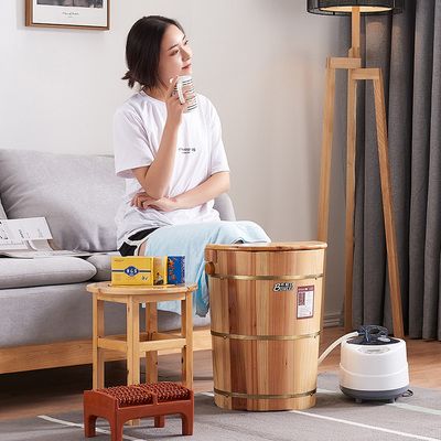 泡脚桶木质高深桶过膝盖熏蒸桶加热恒温木桶家用实木洗脚桶足浴桶
