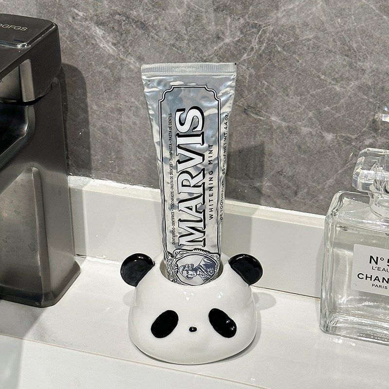 熊猫洗漱台电动牙刷牙膏架浴室卫生间洗手台高级感轻奢陶瓷置物架