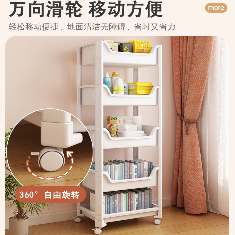 书架落地置物架j儿童玩具收纳层架可移动置物柜带轮书箱小推车桌