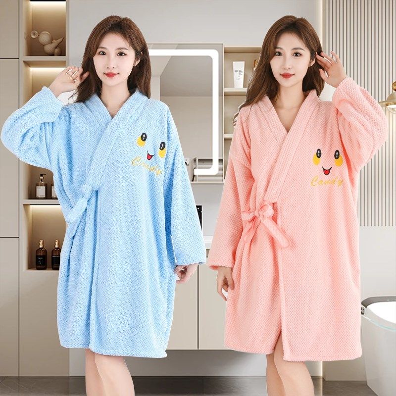 可穿式浴巾女士长袖秋冬家用洗澡浴袍男吸水速干四季通用大码浴裙