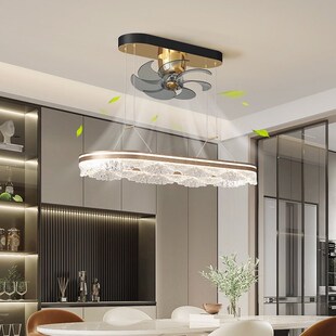 励昌家装灯饰卧i室风扇灯意式风轻奢主卧房间吸顶风扇灯冰裂纹高