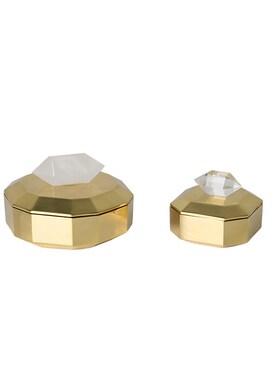 铜制带盖金色金属首饰盒现代轻奢样板房桌面装饰收纳盒梳妆台摆件