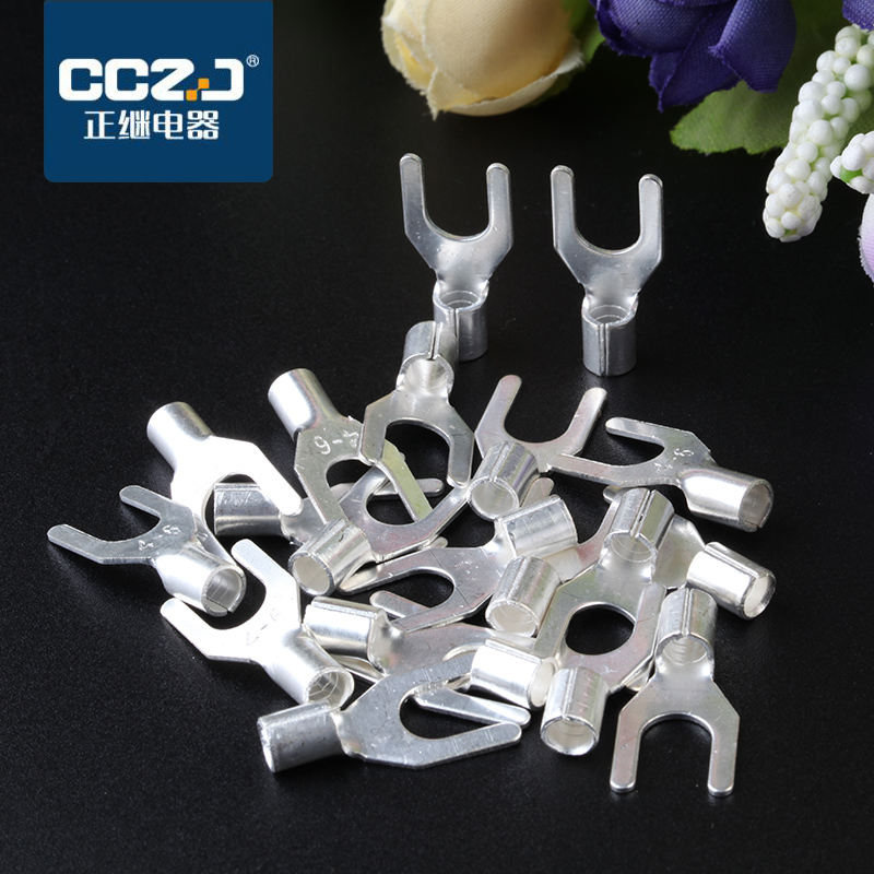 UT25-6冷压裸端子铜鼻子接线耳U型叉形接线压接端子鼻连接器100只